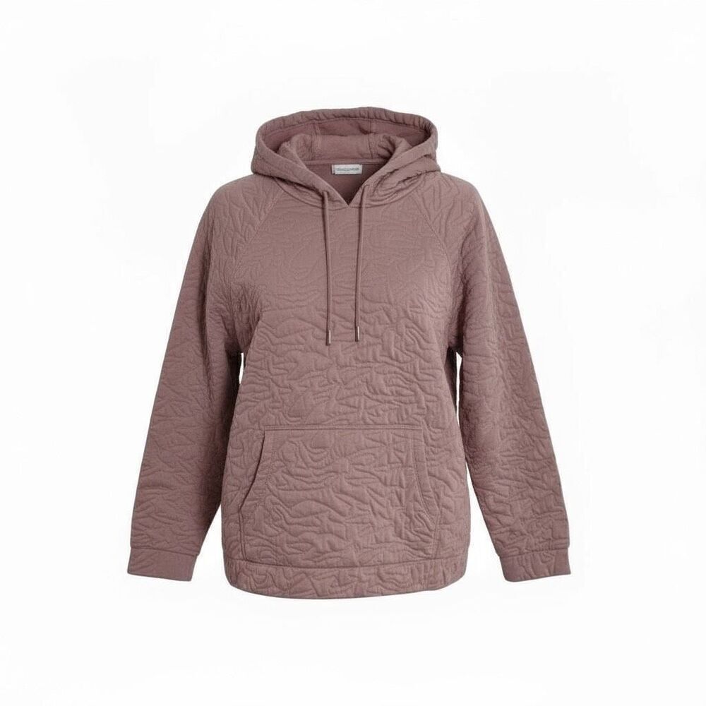 Nine West‎ Quilted Raglan Long Sleeve Pullover Hoodie Sweatshirt Pink Size XXL
